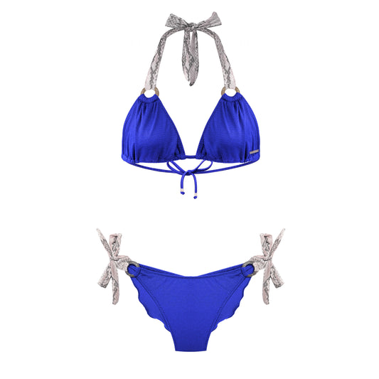 Deessa Ibiza Blue Cobalt Bikini With Animal Print Straps