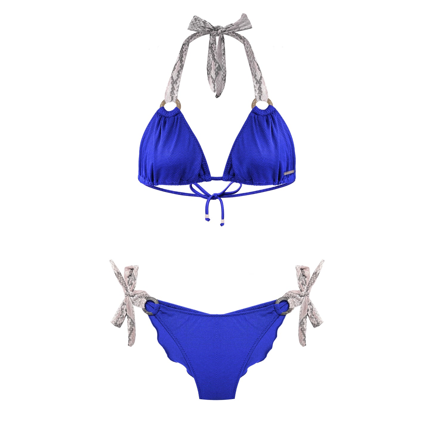 Deessa Ibiza Blue Cobalt Bikini With Animal Print Straps Molly Estelle
