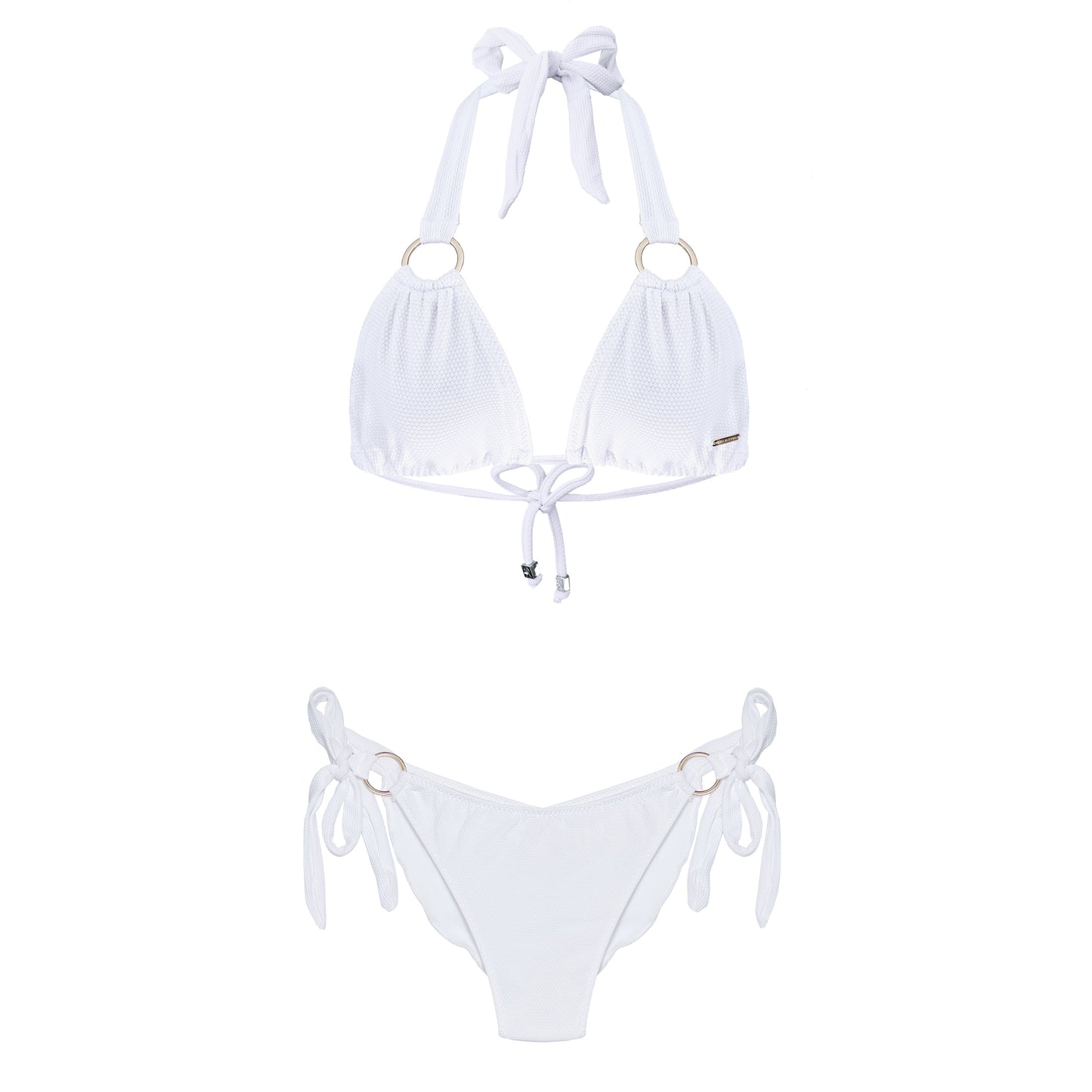 White Bikini Bottom With Gold Rings Estelle