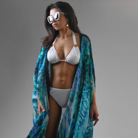 White Triangle Bikini With Gold Rings Molly Estelle