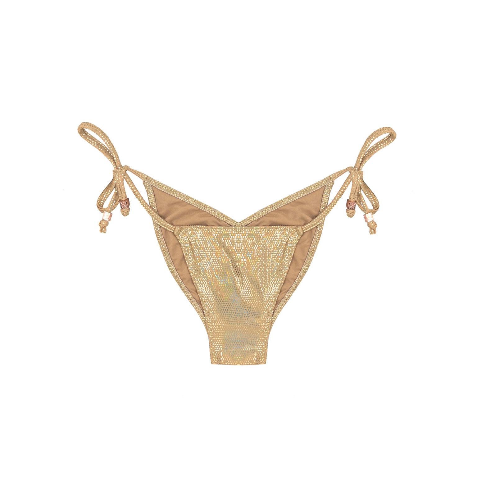 Ibiza Gold Metallic Tie-Side Gisele Bikini Bottom Sargantana