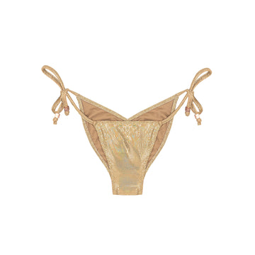 Ibiza Gold Metallic Tie-Side Gisele Bikini Bottom Sargantana