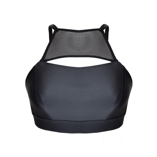 Pole Dance Bra With Black Mesh Panel