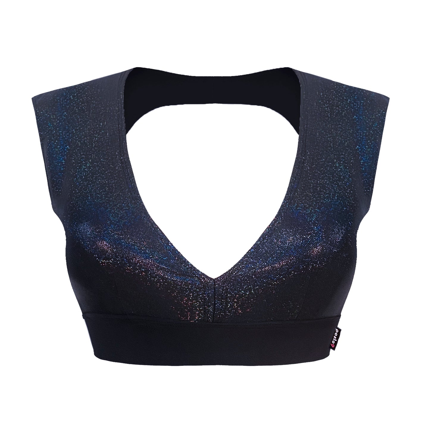 Black Metallic Glitter Pole Sport Bra Mariele L