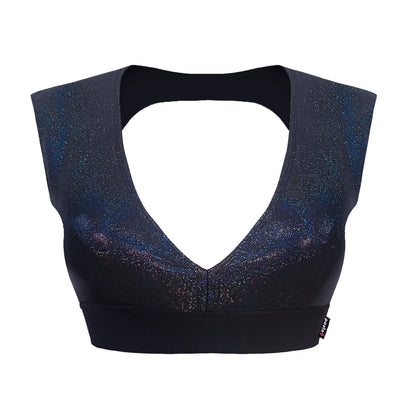 Black Metallic Glitter Pole Sport Bra Mariele L