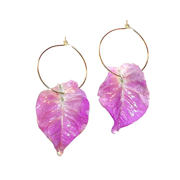 Ibiza Bougainvillea Floral Petal Hoop Earrings Fuchsia Pink