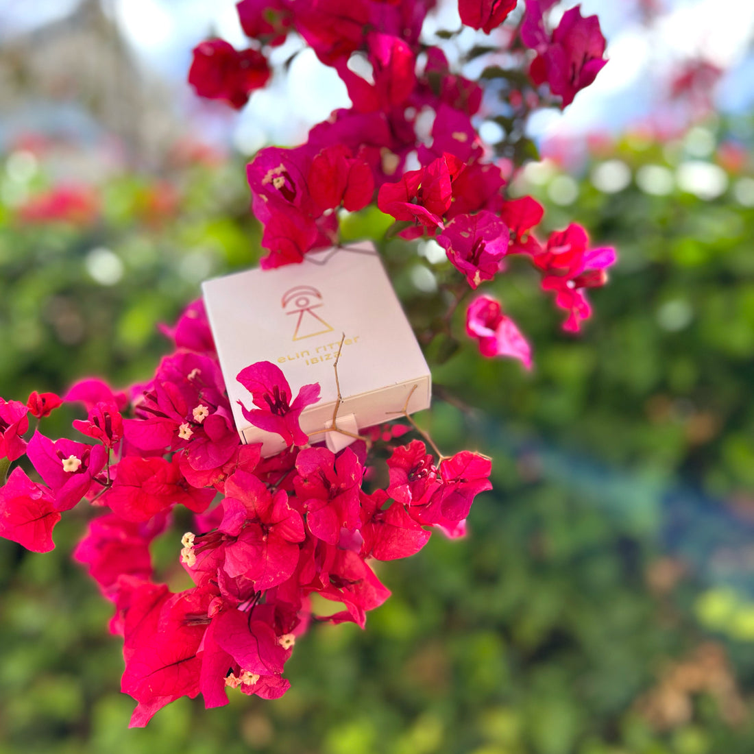 Ibiza Bougainvillea Floral Petal Hoop Earrings Cerise Pink Red