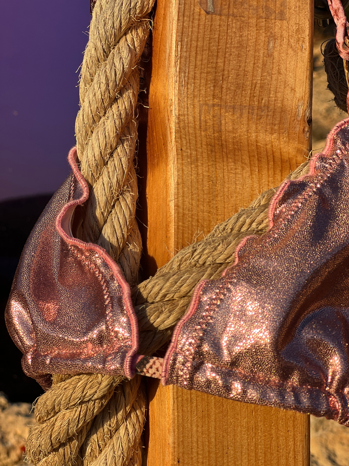 Detail shot of pink metallic ibiza bikini