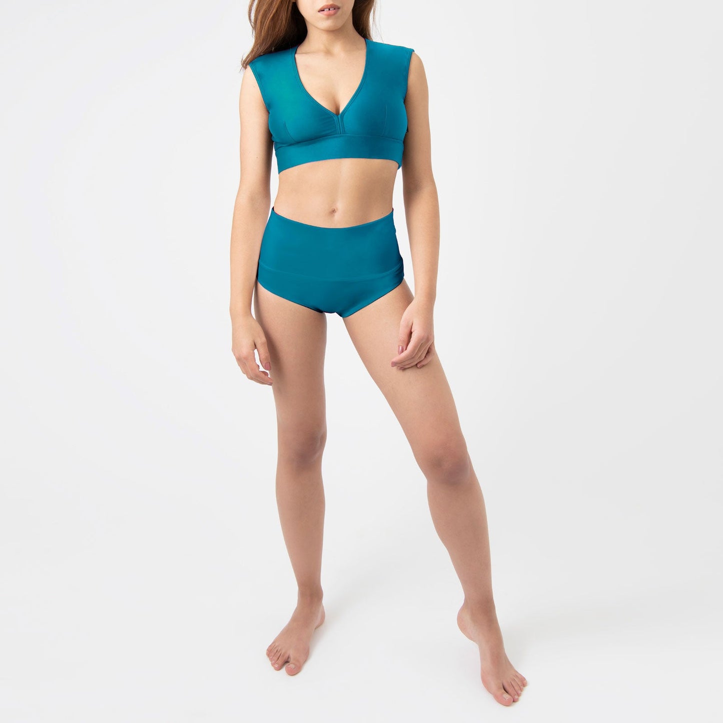 High Waisted Pole Shorts Hot Pants Camila Teal Blue