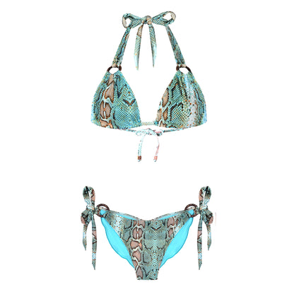 Aqua Schlangenprint Nachhaltiger Bikini – Molly Estelle Salinas