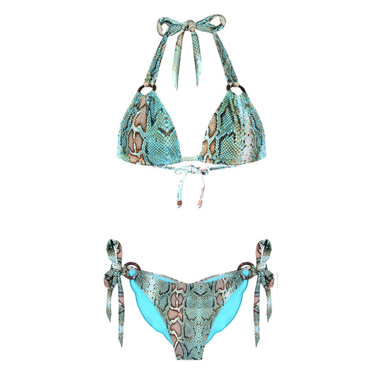 Bikini Sostenibile Stampa Serpente Aqua – Molly Estelle Salinas
