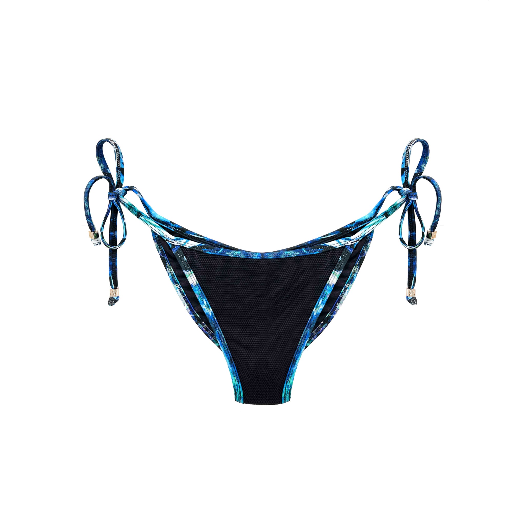 Ibiza Butterfly Print Tie-Side Bikini Bottoms Pia Black Blue