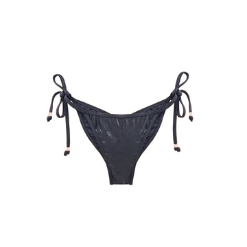 Black Metallic Bikini Tie-Side Bottom Pia