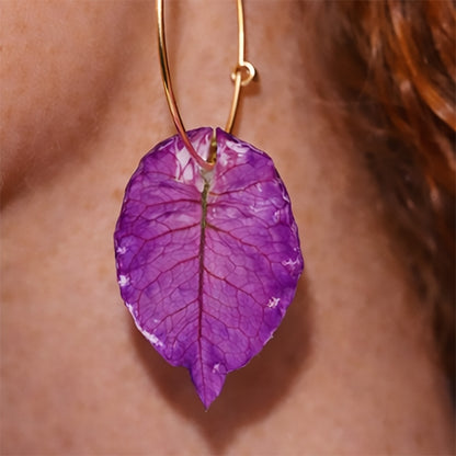 Ibiza Bougainvillea Round Hoop Earrings – Handmade with Real Flowers