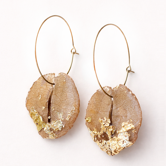 Tan Gold Bougainvillea Hoop Earrings – Real Flower Ibiza Jewellery by DEESSA