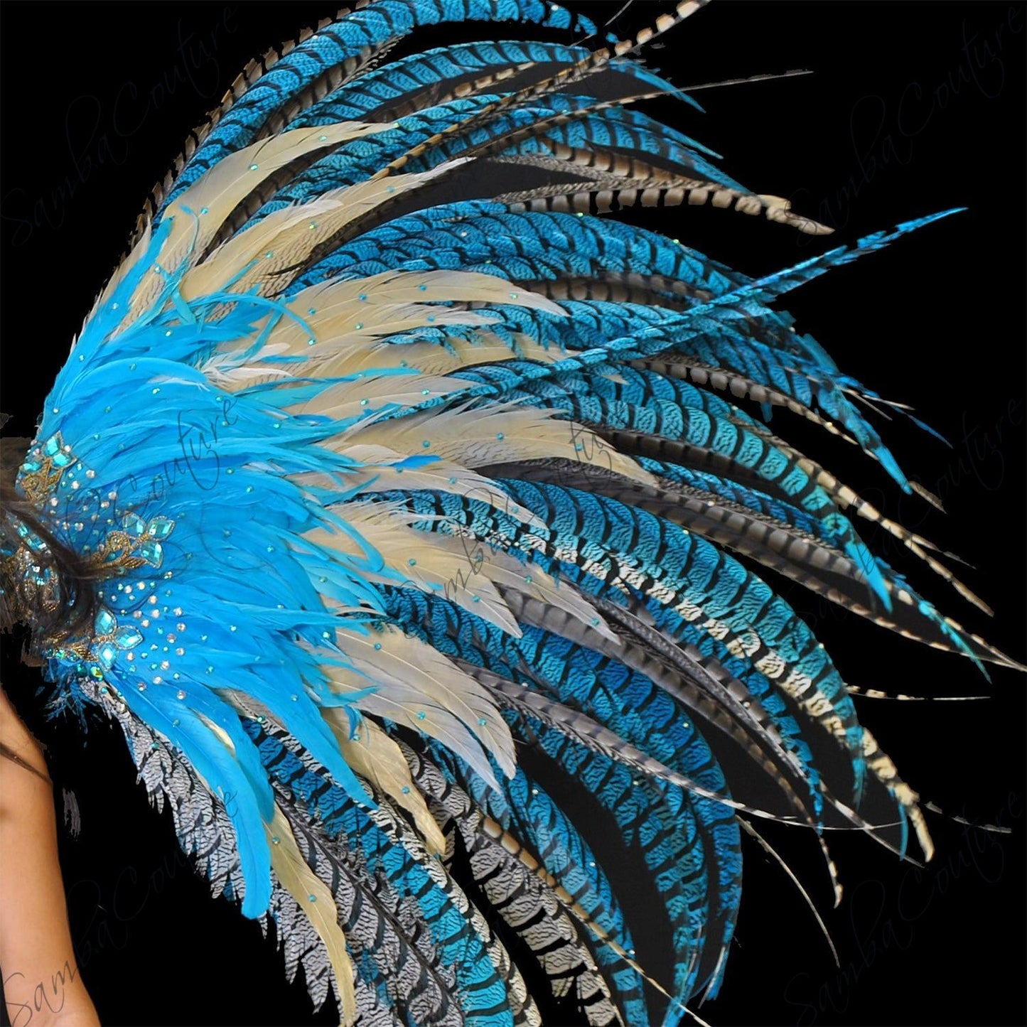 Blue Gold Crystal Bikini With Wings