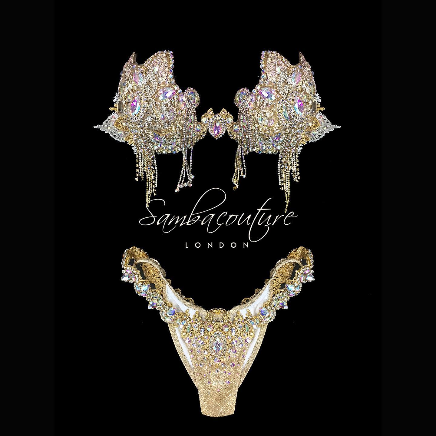 Gold Crystal Fringe Bikini