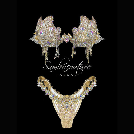 Gold Crystal Fringe Bikini