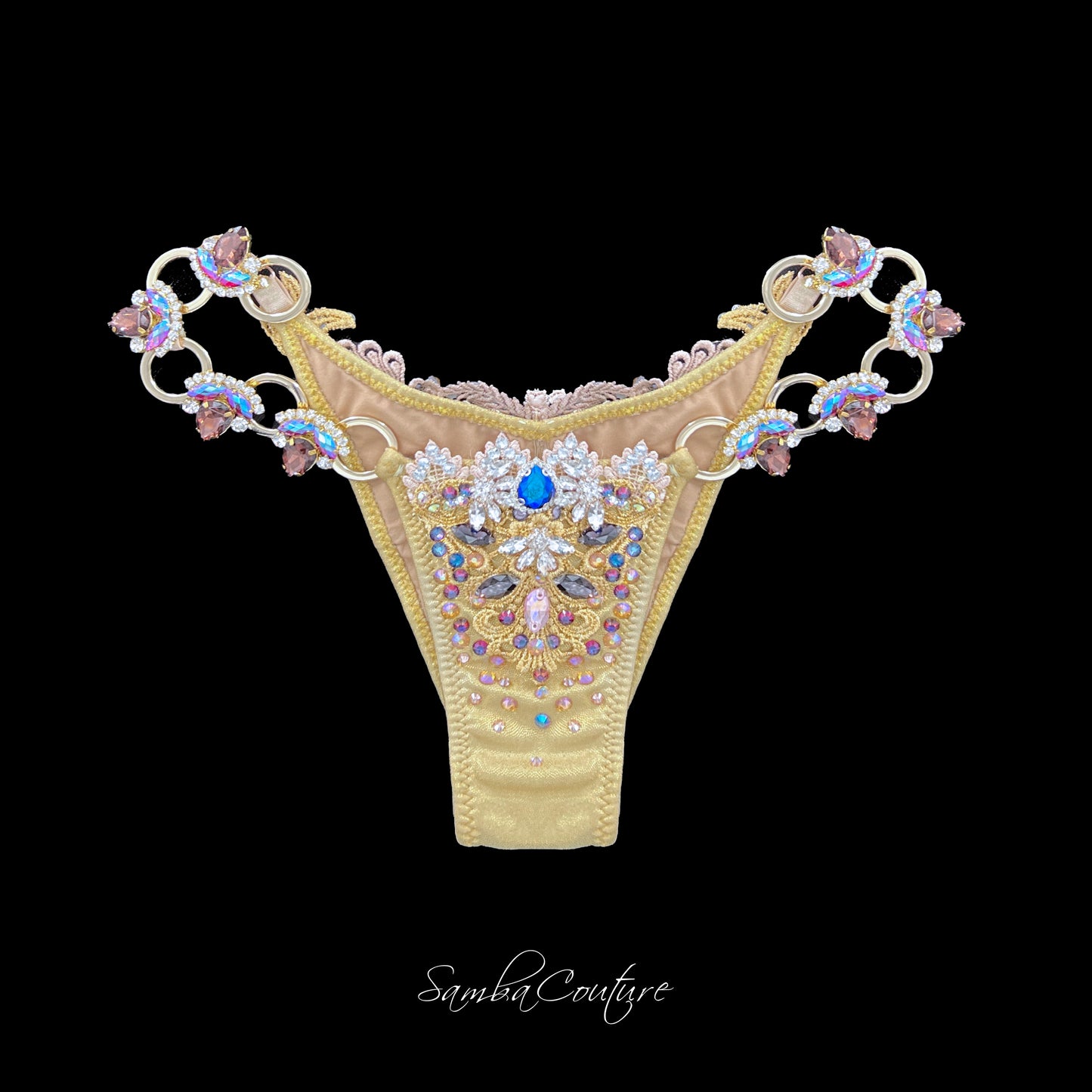 Samba Couture Gold Crystal Roman Goddess Bikini Competition Posing Suit