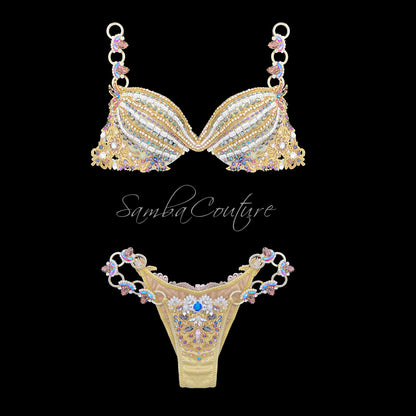 Samba Couture Gold Crystal Roman Goddess Bikini Competition Posing Suit