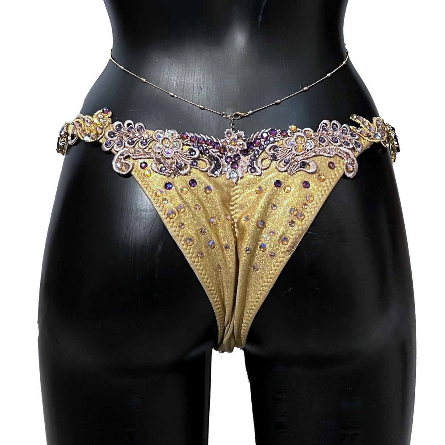 Samba Couture Gold Crystal Roman Goddess Bikini Competition Posing Suit