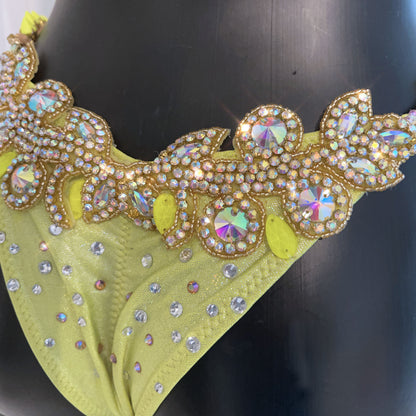 Samba Couture Neon Yellow & Gold Crystal Competition Bikini