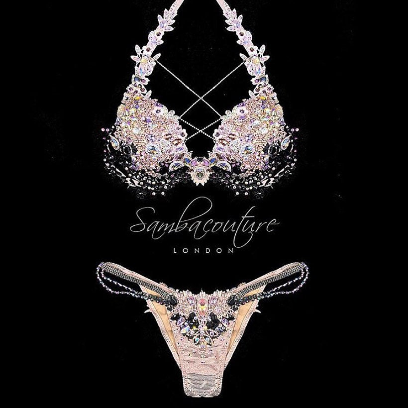 Rose Gold Black Crystal Bikini