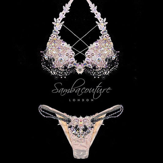 Rose Gold Black Crystal Bikini