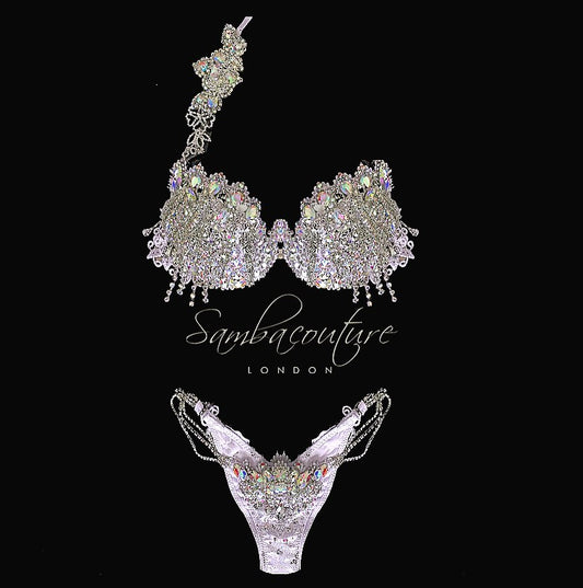 Silver Crystal Fringe Bikini