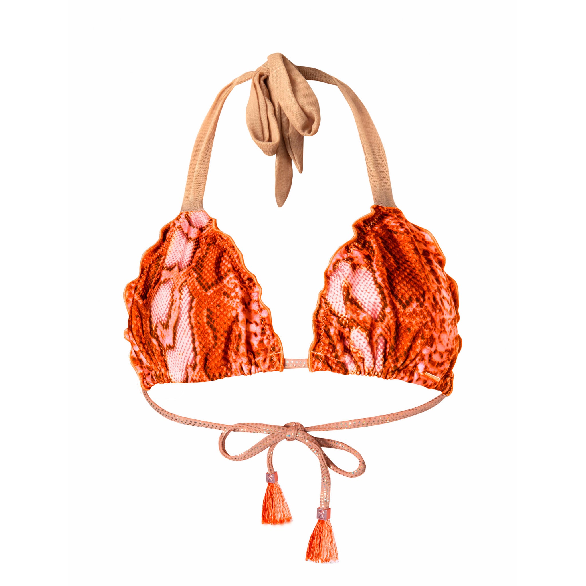 Triangel-Bikinioberteil Ibiza Animal Snake Print Georgia Cala Bonita Orange